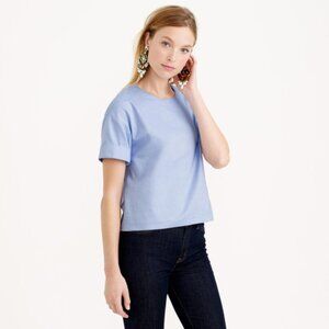 J. Crew Cotton Oxford Short Sleeve Cropped Top